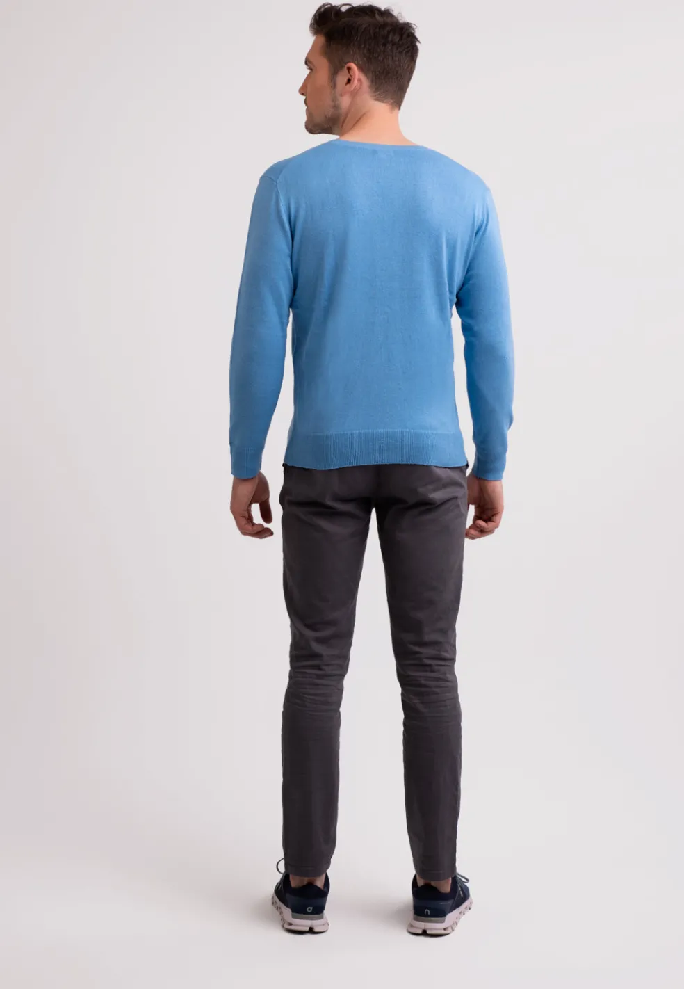 Seide Kaschmir V-Ausschnitt Pullover capri blau