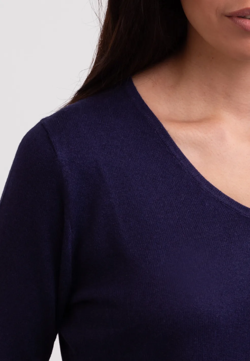Seide Kaschmir V-Ausschnitt Pullover marine blau