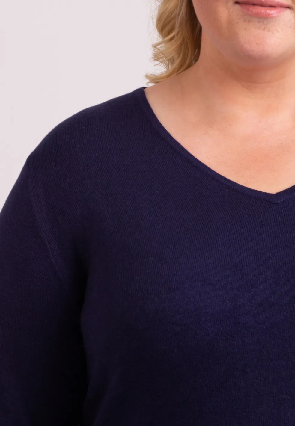 Seide Kaschmir V-Ausschnitt Pullover marine blau