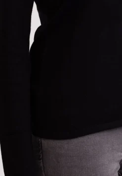 Seide Kaschmir V-Ausschnitt Pullover schwarz