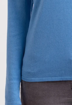 Seide Kaschmir V-Ausschnitt Pullover capri blau