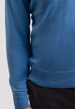Seide Kaschmir V-Ausschnitt Pullover capri blau