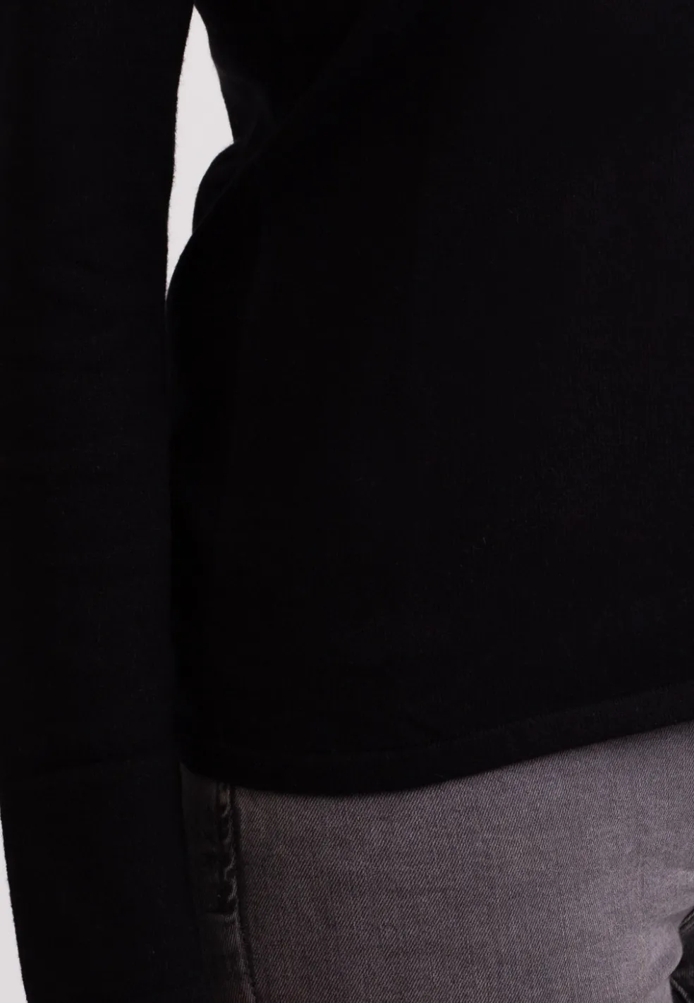 Seide Kaschmir V-Ausschnitt Pullover schwarz