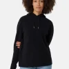 Wolle Kaschmir Kapuzenpullover Hoodie schwarz
