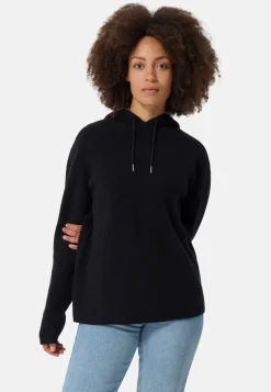 Wolle Kaschmir Kapuzenpullover Hoodie schwarz