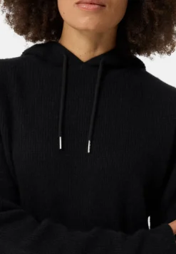 Wolle Kaschmir Kapuzenpullover Hoodie schwarz