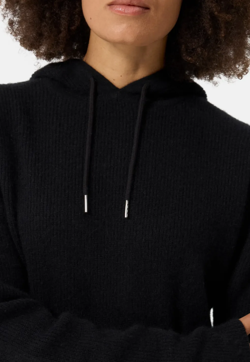 Wolle Kaschmir Kapuzenpullover Hoodie schwarz