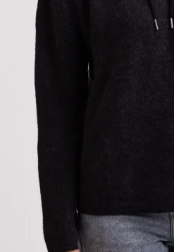 Wolle Kaschmir Kapuzenpullover Hoodie dunkel anthrazit