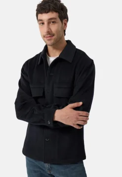 Wolle Kaschmir Overshirt Hemd navy blau