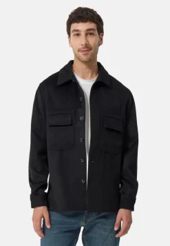 Wolle Kaschmir Overshirt Hemd schwarz