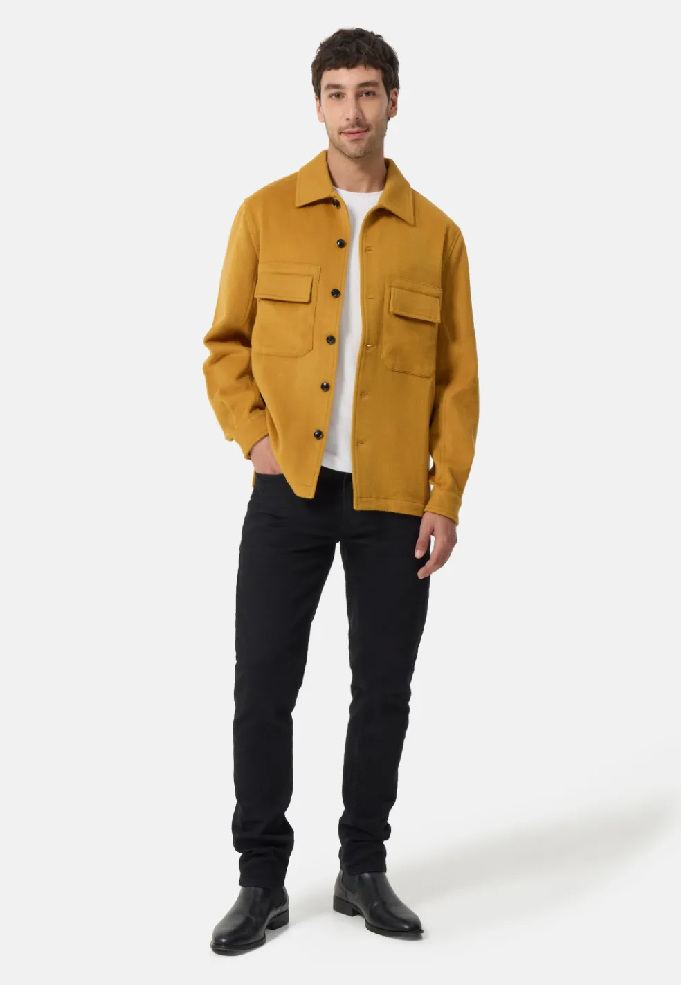 Wolle Kaschmir Overshirt Hemd camel