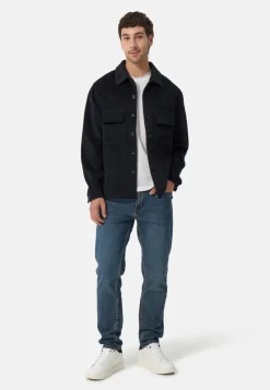 Wolle Kaschmir Overshirt Hemd navy blau