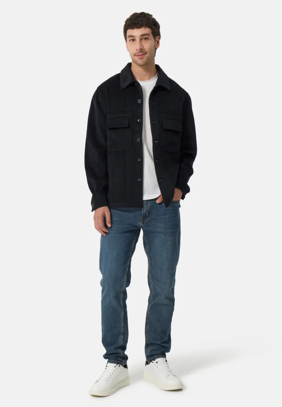Wolle Kaschmir Overshirt Hemd navy blau