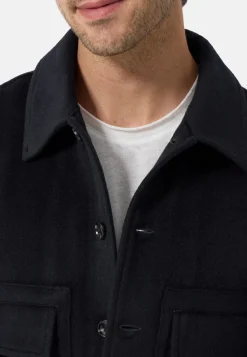 Wolle Kaschmir Overshirt Hemd navy blau