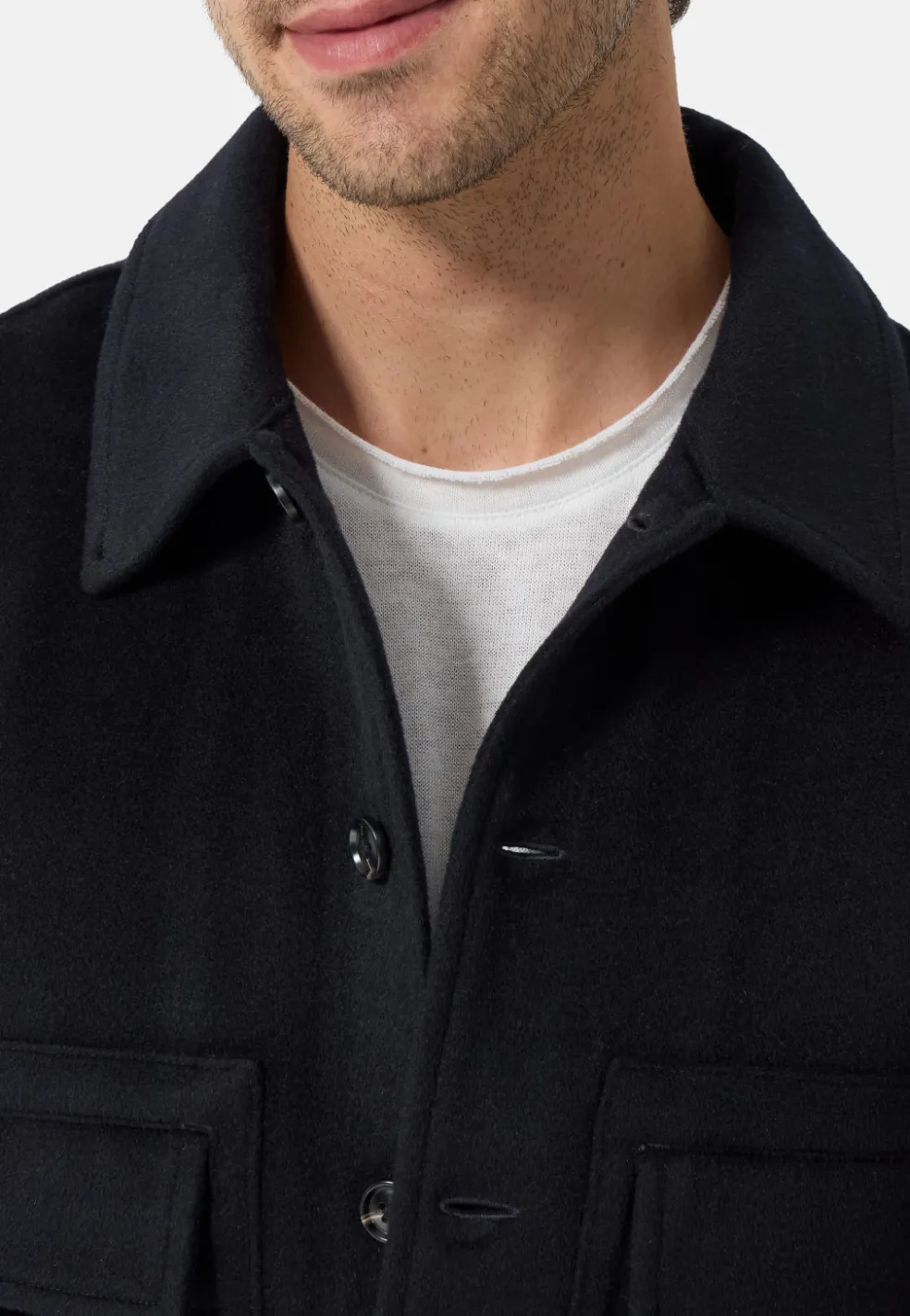 Wolle Kaschmir Overshirt Hemd navy blau