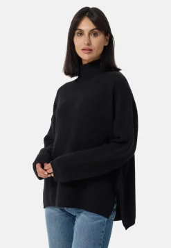 Wolle Kaschmir Oversize Style Rollkragen Pullover schwarz