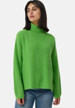 Wolle Kaschmir Oversize Style Rollkragen Pullover grün