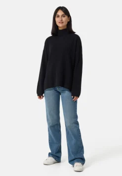Wolle Kaschmir Oversize Style Rollkragen Pullover schwarz
