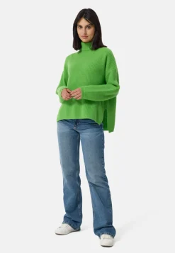Wolle Kaschmir Oversize Style Rollkragen Pullover grün