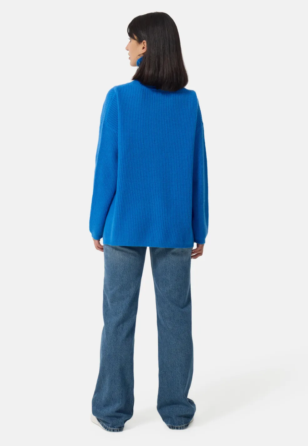 Wolle Kaschmir Oversize Style Rollkragen Pullover azurblau