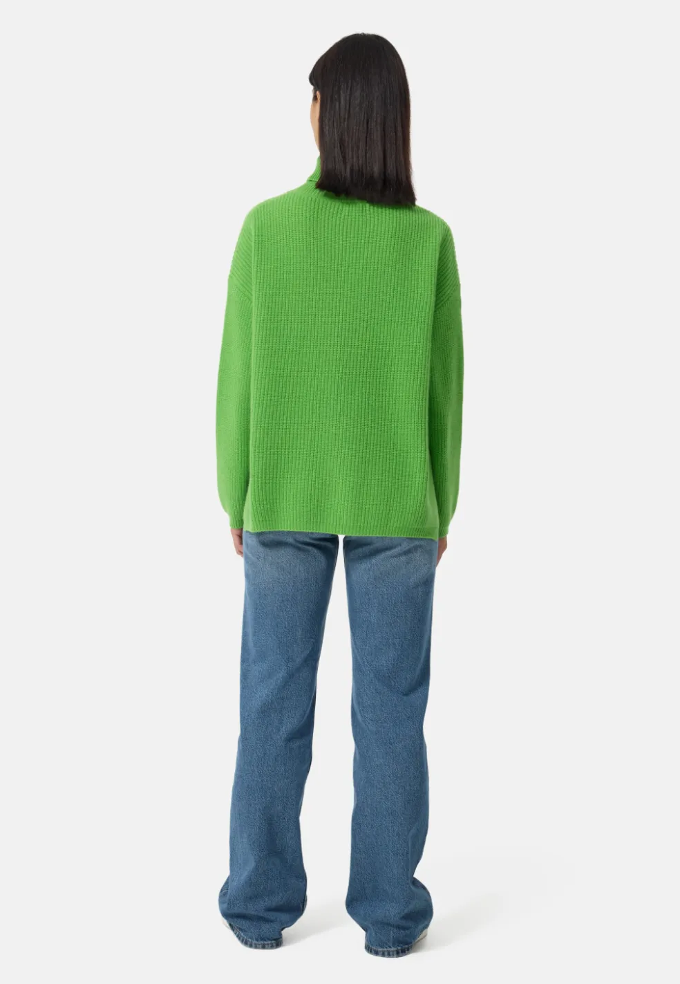 Wolle Kaschmir Oversize Style Rollkragen Pullover grün