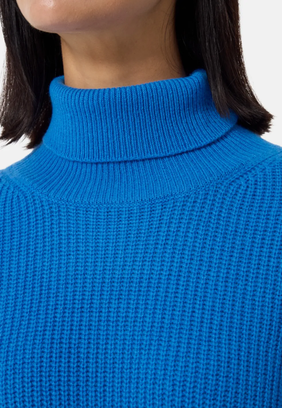 Wolle Kaschmir Oversize Style Rollkragen Pullover azurblau