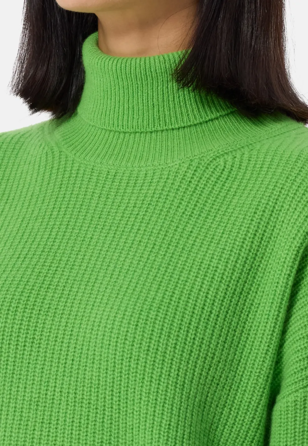 Wolle Kaschmir Oversize Style Rollkragen Pullover grün