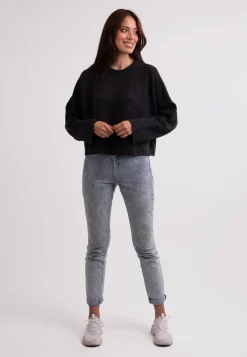 Wolle Kaschmir Rundhals Pullover dunkel anthrazit