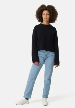 Wolle Kaschmir Rundhals Pullover schwarz