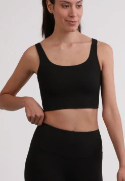 Yoga Aktivity-Top aus recyceltem Polyester schwarz