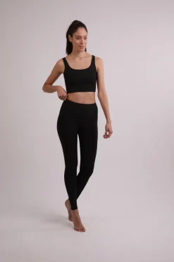 Yoga Leggins aus Bambus mit hohem Bund schwarz