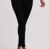 Yoga Leggins aus recyceltem Polyester und hohem Bund schwarz