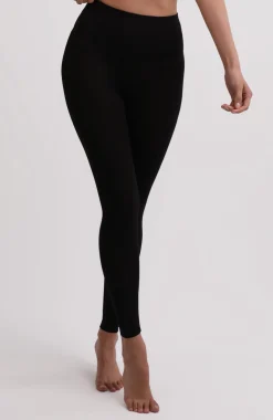 Yoga Leggins aus recyceltem Polyester und hohem Bund schwarz