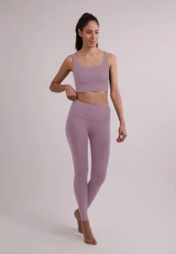 Yoga Leggins aus recyceltem Polyester und hohem Bund orchid purple