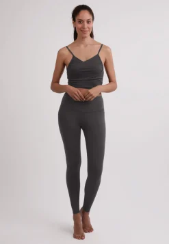 Yoga Top mit gekreuztem Rücken in Bambus grau meliert