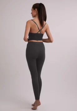 Yoga Top mit gekreuztem Rücken in Bambus grau meliert