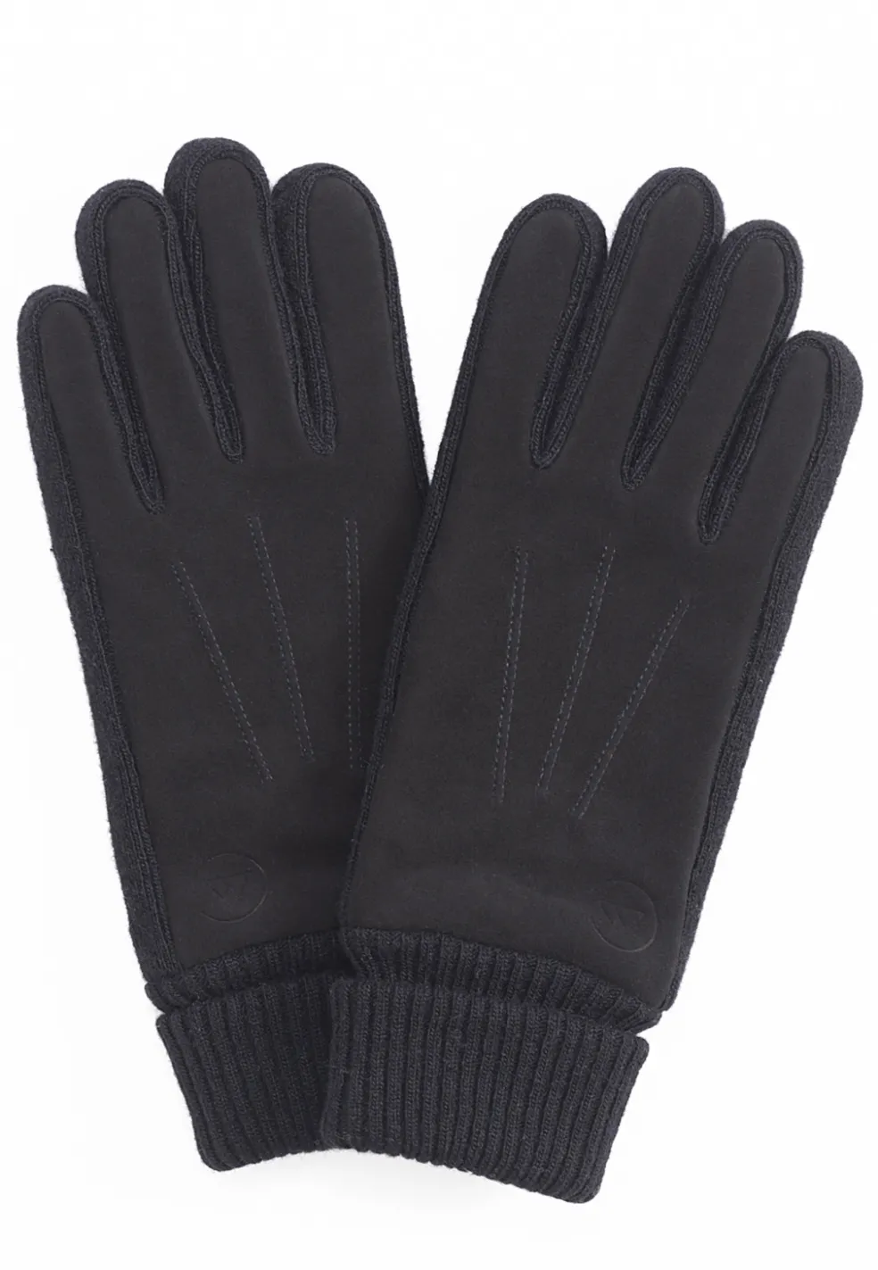 Ziegen Wildlederhandschuhe mit Kaschmirfutter und Stulpen touchscreen schwarz