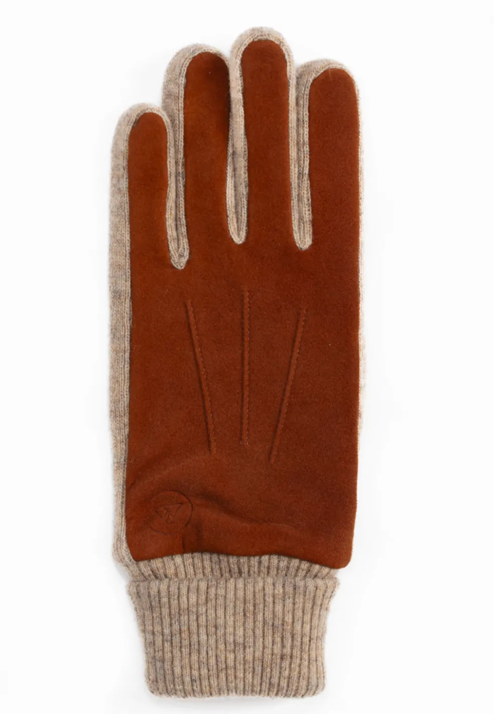 Ziegen Wildlederhandschuhe mit Kaschmirfutter und Stulpen touchscreen braun/beige
